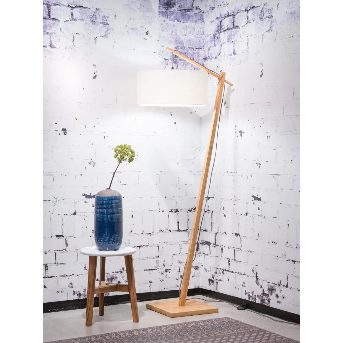 Good & Mojo Lampadaire Abat-jour Bambou Naturel Blanc ANDES 4 Good & Mojo Lampadaire Abat-jour Bambou Naturel Blanc ANDES – Image 2