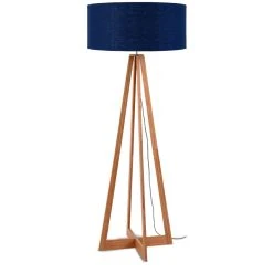 Good & Mojo Lampadaire Abat-jour Bleu Jean En Bois EVEREST