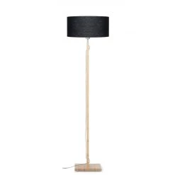 Good & Mojo Lampadaire Abat-jour Noir Tige Bambou Naturel Noir FUJI