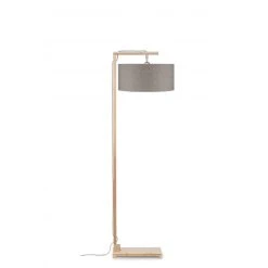 Good & Mojo Lampadaire Abat-jour Beige Tige Bambou Naturel Noir HIMALAYA