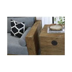 Aubry Gaspard Coffre Carré En Pin Et Métal Carré. -magasin Vente-unique 143750