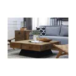 Aubry Gaspard Coffre Carré En Pin Et Métal Carré. -magasin Vente-unique 143752