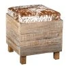 Aubry Gaspard Coffre Pouf Carré En Bois Recyclé Et Peau De Vache. 2 Aubry Gaspard Coffre Pouf Carré En Bois Recyclé Et Peau De Vache. -magasin Vente-unique 151421