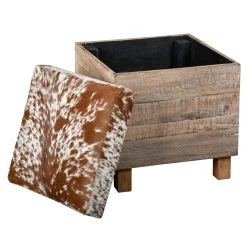 Aubry Gaspard Coffre Pouf Carré En Bois Recyclé Et Peau De Vache. 6 Aubry Gaspard Coffre Pouf Carré En Bois Recyclé Et Peau De Vache. -magasin Vente-unique 151422