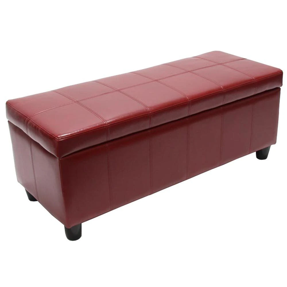 Mendler Banquette Kriens, Coffre, Banc, Cuir + Similicuir, 112x45x45cm ~ Rouge 3 Mendler Banquette Kriens, Coffre, Banc, Cuir + Similicuir, 112x45x45cm ~ Rouge
