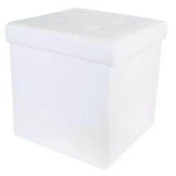 Pegane Coffre Banc Pliable En Polyuréthane Coloris Blanc - Dim : H 38 X L 38...