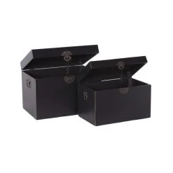 Tousmesmeubles Duo De Coffres Noirs Meuble Chinois - PEKIN