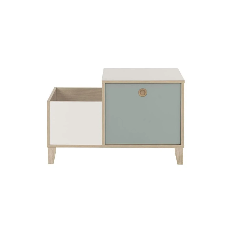 Tousmesmeubles Coffre De Rangement 1 Tiroir Bleu/Bois - NOURS 3 Tousmesmeubles Coffre De Rangement 1 Tiroir Bleu/Bois - NOURS