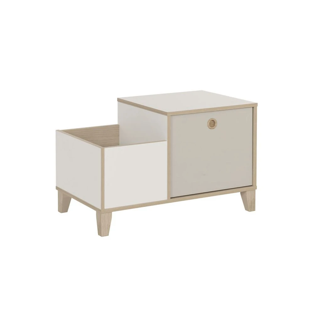 Tousmesmeubles Coffre De Rangement 1 Tiroir Gris/Bois - NOURS 3 Tousmesmeubles Coffre De Rangement 1 Tiroir Gris/Bois - NOURS