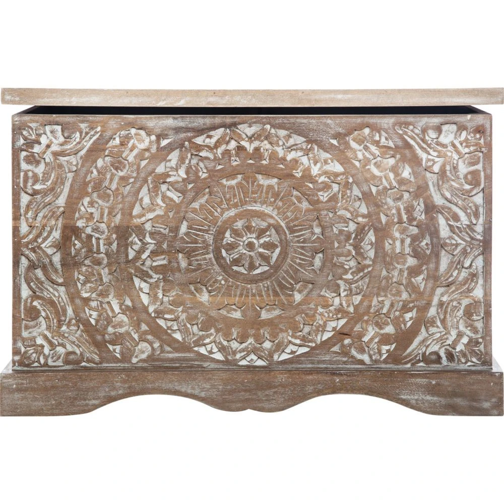 Atmosphera, Createur D'Interieur Coffre En Bois Ethnique Shirel - L. 71 X H. 44 Cm - Marron 4 Atmosphera, Createur D'Interieur Coffre En Bois Ethnique Shirel - L. 71 X H. 44 Cm - Marron – Image 2