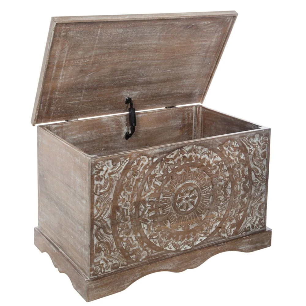 Atmosphera, Createur D'Interieur Coffre En Bois Ethnique Shirel - L. 71 X H. 44 Cm - Marron 5 Atmosphera, Createur D'Interieur Coffre En Bois Ethnique Shirel - L. 71 X H. 44 Cm - Marron – Image 3