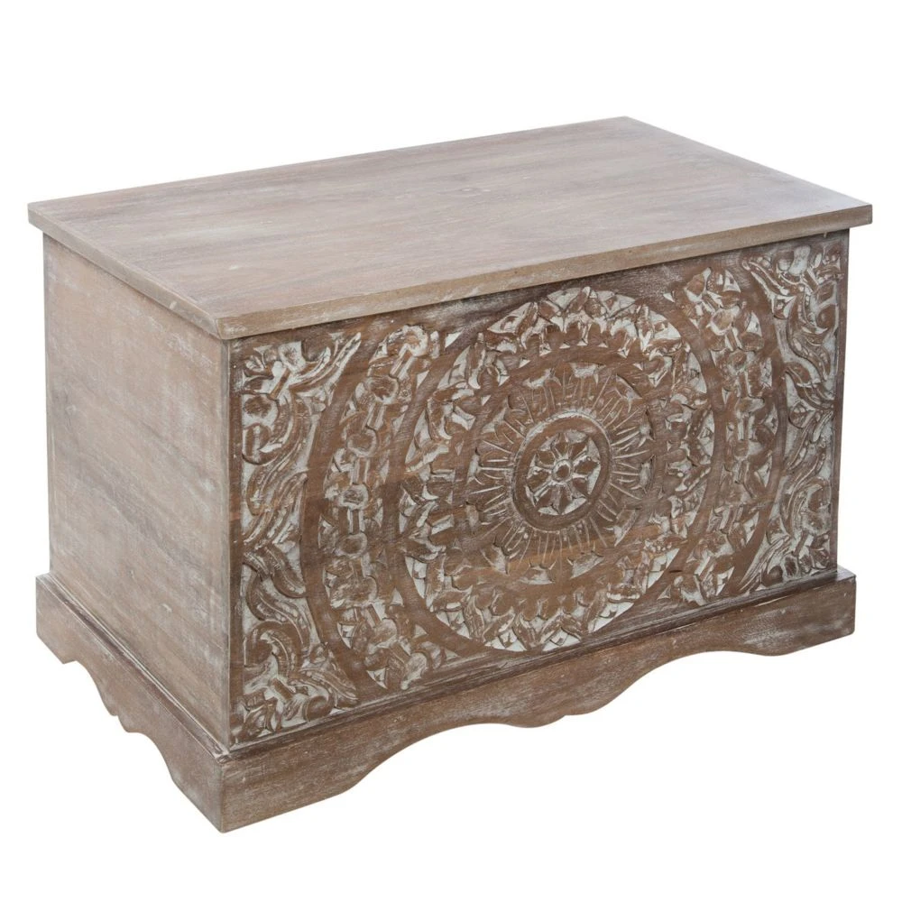 Atmosphera, Createur D'Interieur Coffre En Bois Ethnique Shirel - L. 71 X H. 44 Cm - Marron 3 Atmosphera, Createur D'Interieur Coffre En Bois Ethnique Shirel - L. 71 X H. 44 Cm - Marron