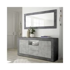 Tousmesmeubles Miroir Rectangulaire Béton Ciré Foncé - LUBIO 5 Tousmesmeubles Miroir Rectangulaire Béton Ciré Foncé - LUBIO -magasin Vente-unique 54090 thickbox default