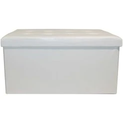 Jardindeco Banc Coffre Polyuréthane Couvercle Capitonné Blanc. -magasin Vente-unique 68887