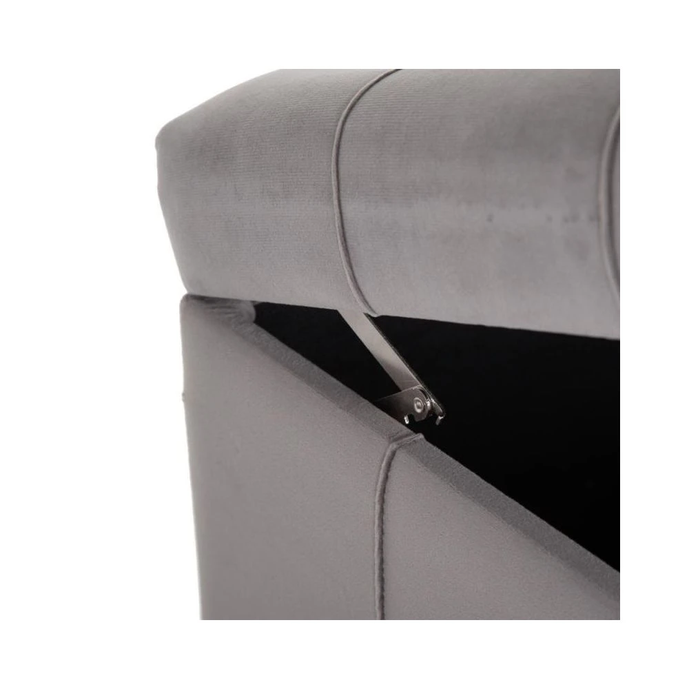 Tousmesmeubles Banquette-malle Tissu Gris/Métal Argent - ETIOR 5 Tousmesmeubles Banquette-malle Tissu Gris/Métal Argent - ETIOR – Image 3