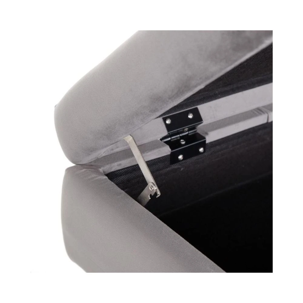 Tousmesmeubles Banquette-malle Tissu Gris/Bois Noir - ETIOR 5 Tousmesmeubles Banquette-malle Tissu Gris/Bois Noir - ETIOR – Image 3