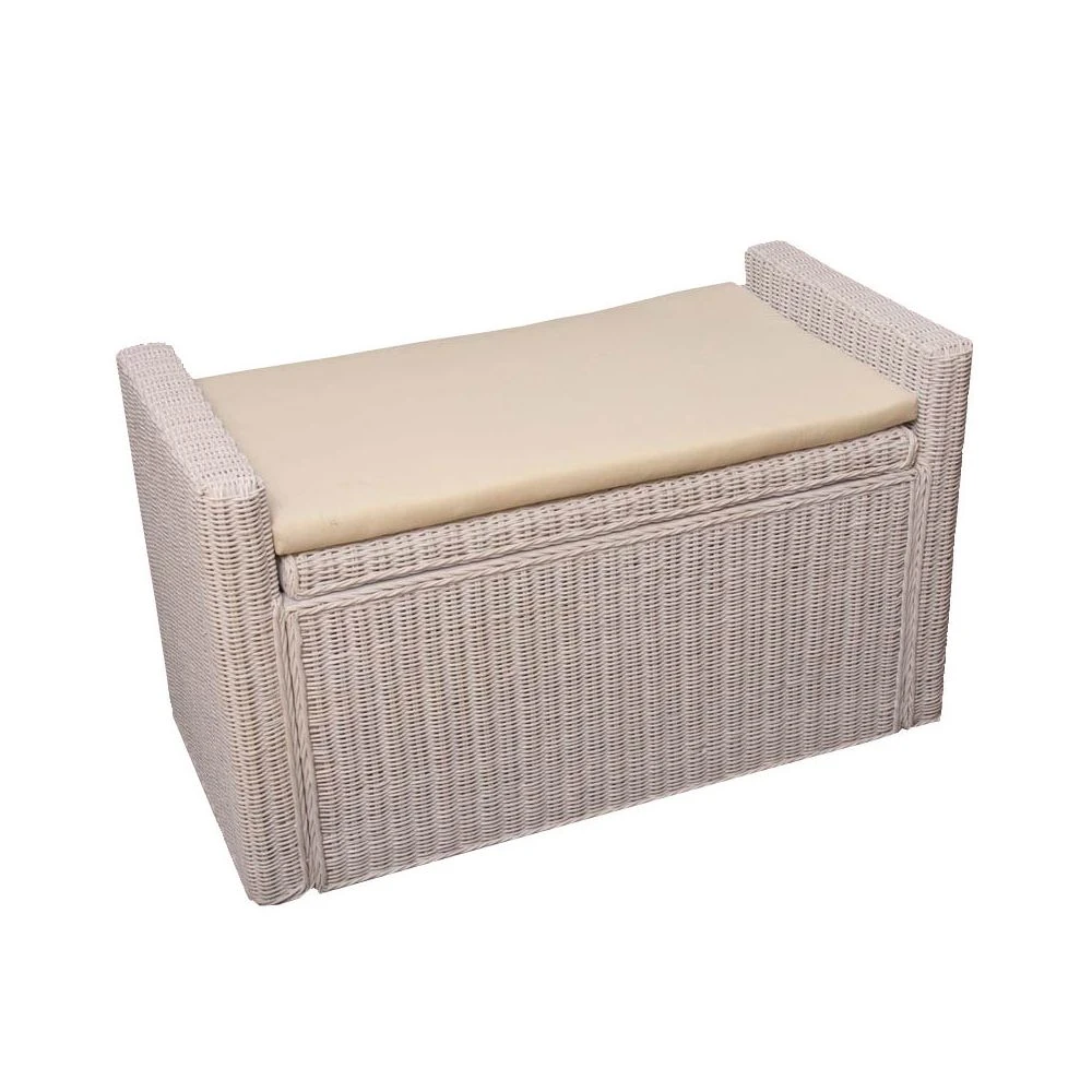 Mendler Coffre De Stockage, Banquette M92 Rotin Avec Coussin Kissen 88cm ~ Bla... 3 Mendler Coffre De Stockage, Banquette M92 Rotin Avec Coussin Kissen 88cm ~ Bla...