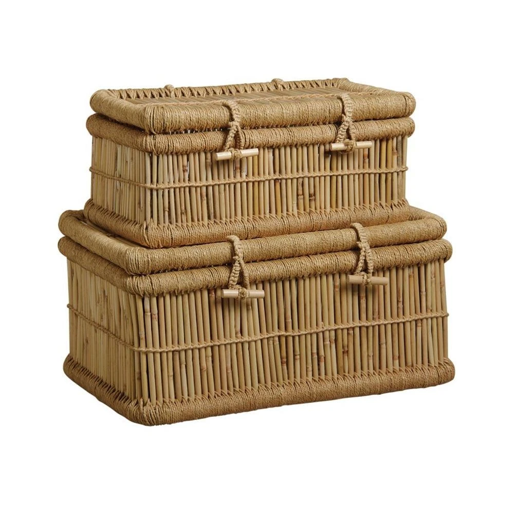 Aubry Gaspard Malles En Roseau Naturel (Lot De 2). 3 Aubry Gaspard Malles En Roseau Naturel (Lot De 2).