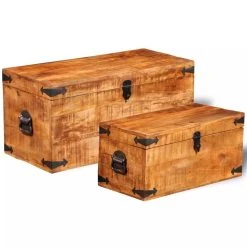 VidaXL Coffre De Rangement 2 Pcs Bois Massif De Manguier -magasin Vente-unique 8718475916109 g en hd 4