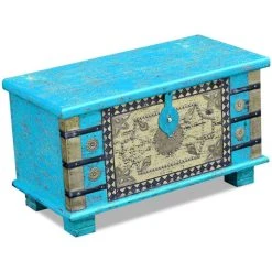 VidaXL Coffre De Rangement Bois De Manguier Bleu 80 X 40 X 45 Cm 11 VidaXL Coffre De Rangement Bois De Manguier Bleu 80 X 40 X 45 Cm -magasin Vente-unique 8718475995104 g en hd 4