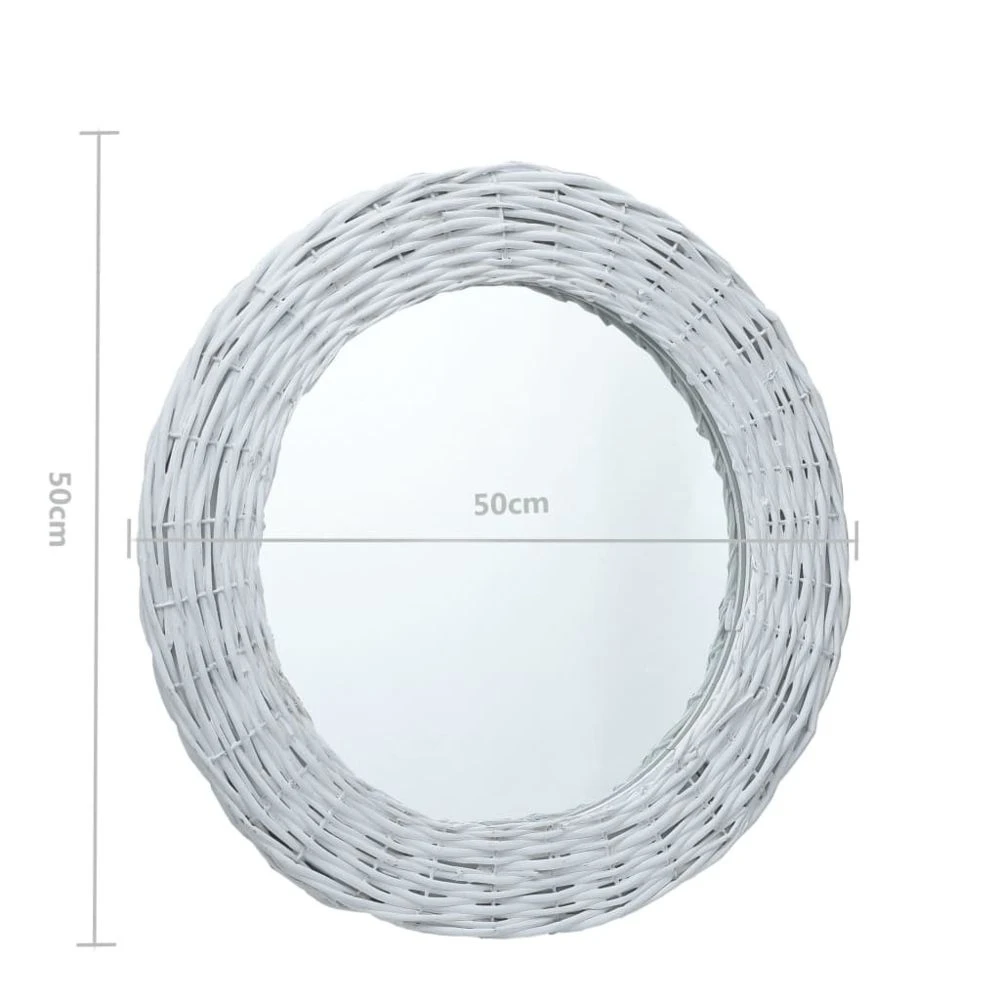 VidaXL Miroir Blanc 50 Cm Osier 6 VidaXL Miroir Blanc 50 Cm Osier – Image 4