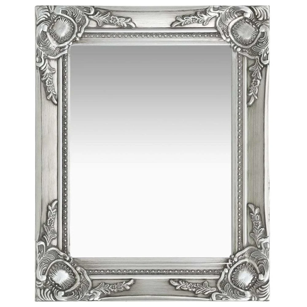 VidaXL Miroir Mural Style Baroque 50x40 Cm Argenté 4 VidaXL Miroir Mural Style Baroque 50x40 Cm Argenté – Image 2