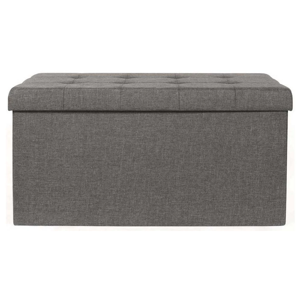 The Home Deco Factory Banc Coffre Pliable En Tissu Couvercle Capitonné Lisa Gris. 4 The Home Deco Factory Banc Coffre Pliable En Tissu Couvercle Capitonné Lisa Gris. – Image 2