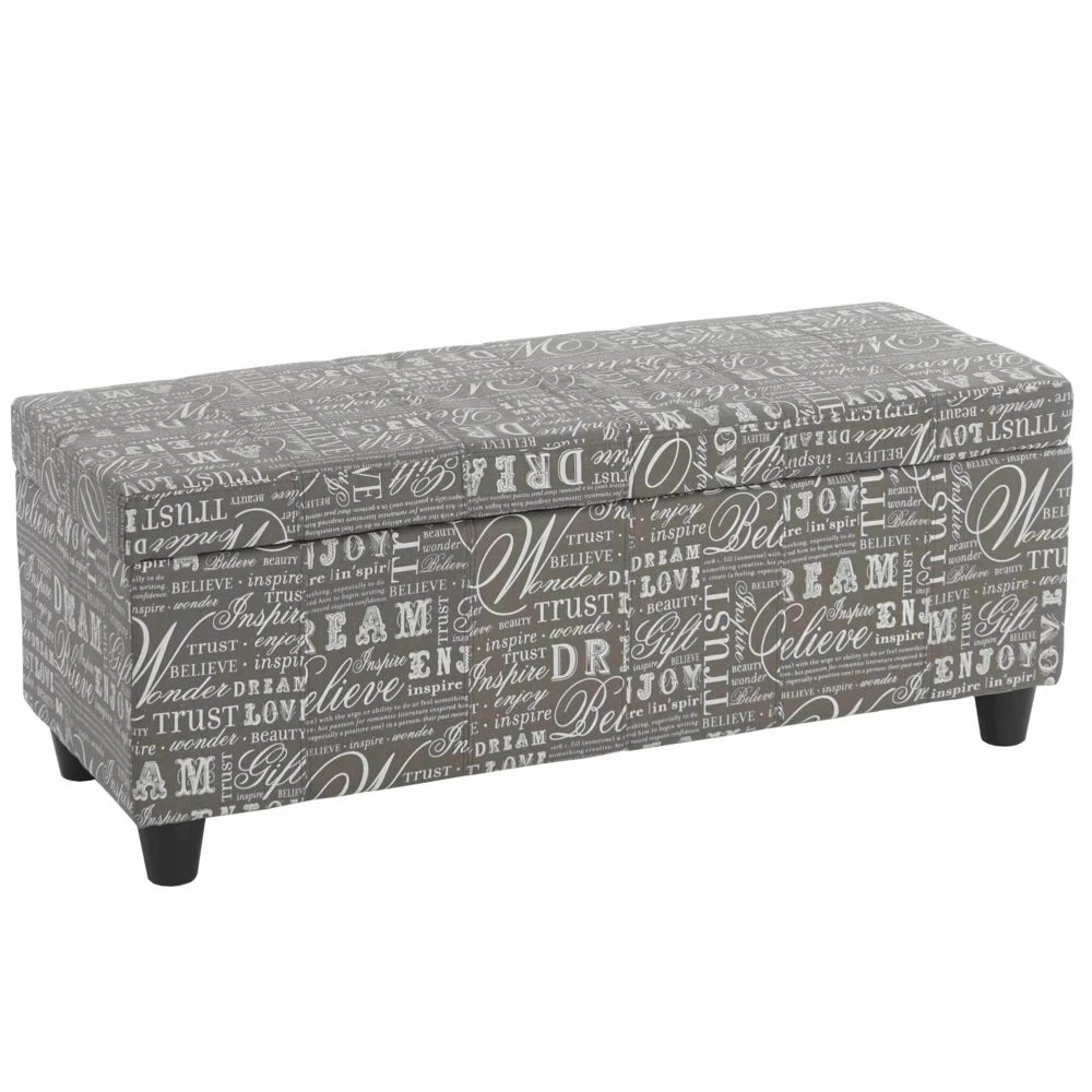 Mendler Banc/banquette/coffre De Rangement Kriens, 112x45x45cm, Tissu, Gris Wo... 3 Mendler Banc/banquette/coffre De Rangement Kriens, 112x45x45cm, Tissu, Gris Wo...