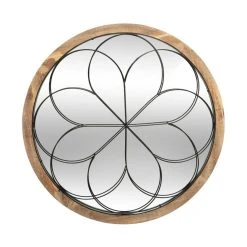 Atmosphera, Createur D'Interieur Atmosphera - Miroir Mural Rosace En Métal Et Bois D 64 Cm