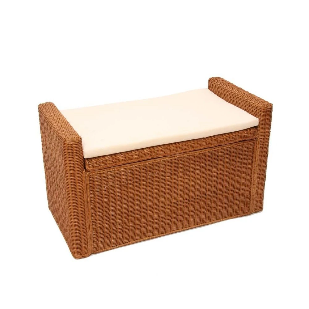 Mendler Coffre De Stockage, Banquette M92 Rotin Avec Coussin Kissen 88cm ~ Dor... 3 Mendler Coffre De Stockage, Banquette M92 Rotin Avec Coussin Kissen 88cm ~ Dor...