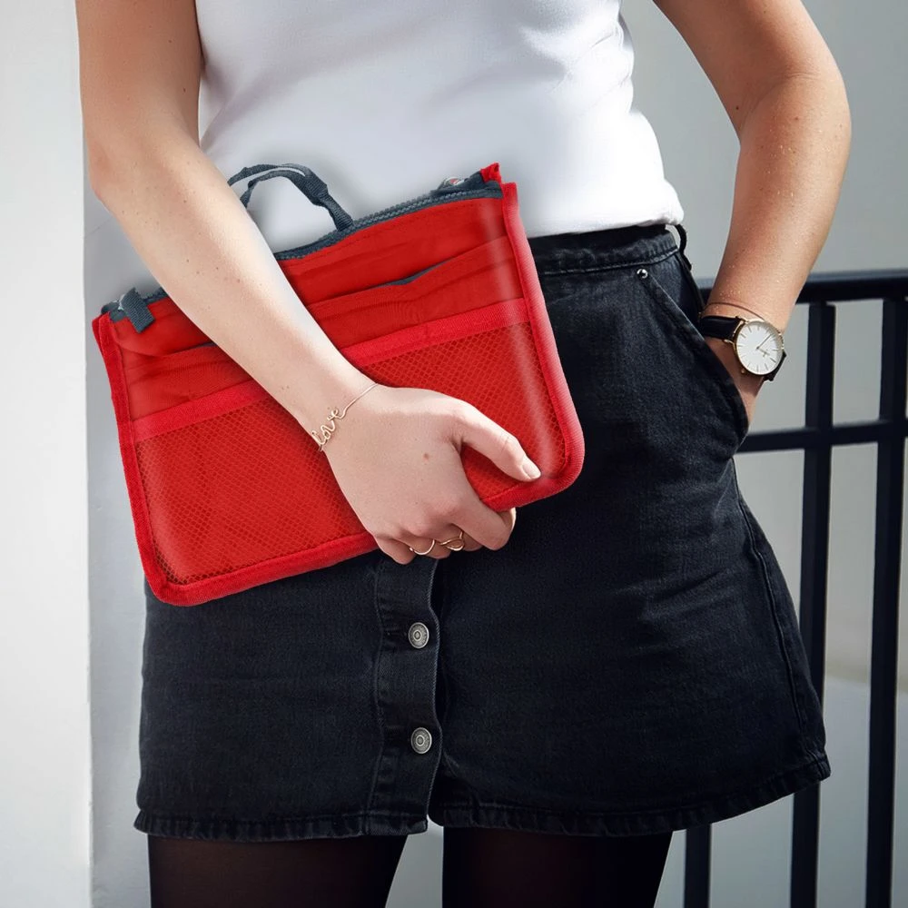 Avizar Pochette Rangement Multi-compartiments Rétractable Anses Courtes Roug... 5 Avizar Pochette Rangement Multi-compartiments Rétractable Anses Courtes Roug... – Image 3