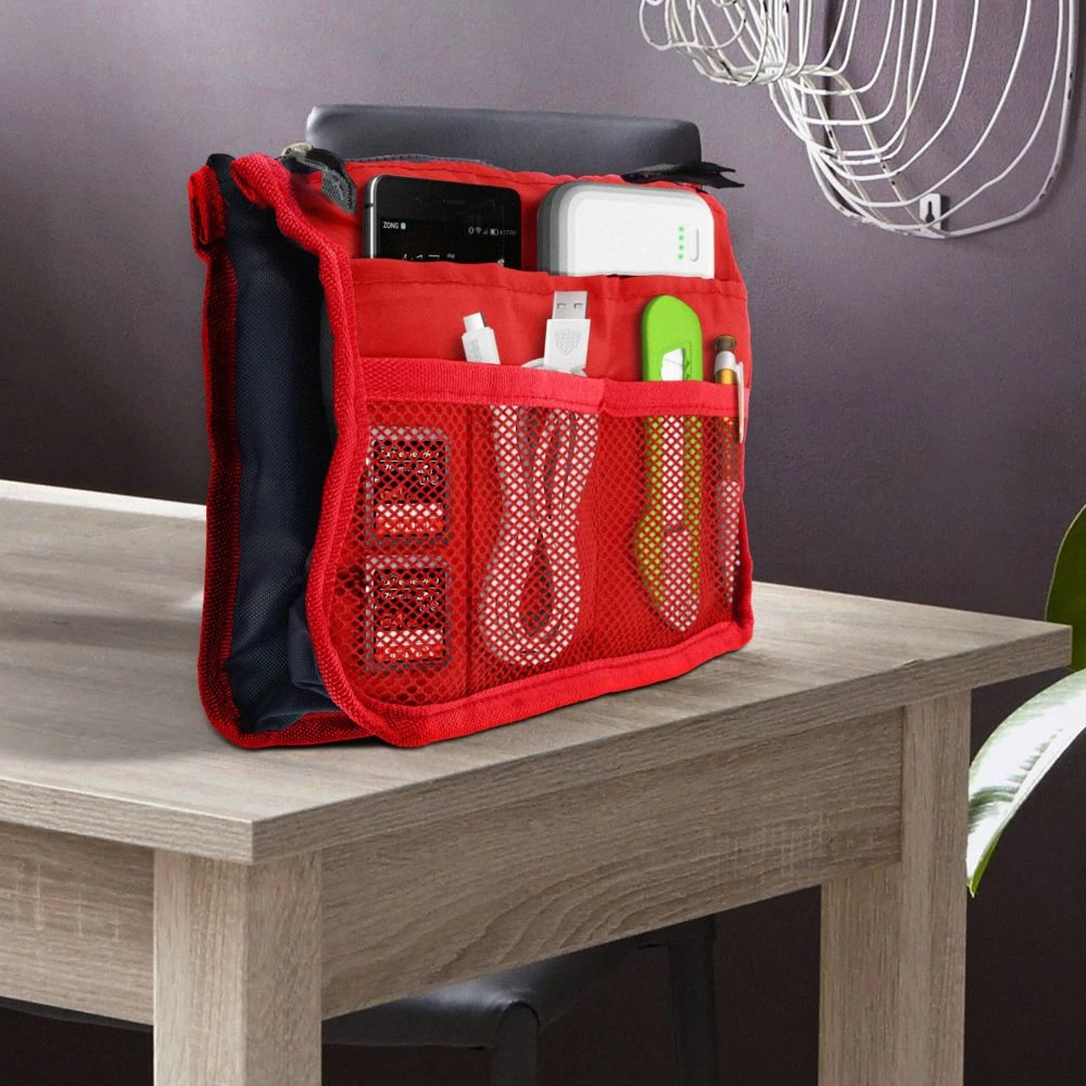 Avizar Pochette Rangement Multi-compartiments Rétractable Anses Courtes Roug... 6 Avizar Pochette Rangement Multi-compartiments Rétractable Anses Courtes Roug... – Image 4