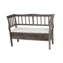 Mendler Banc Banquette De Rangement T207 Bahut Coffre Avec Coussin ~ Bois Marr...