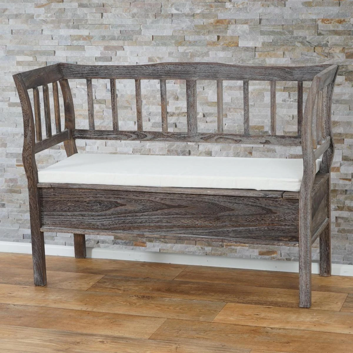 Mendler Banc Banquette De Rangement T207 Bahut Coffre Avec Coussin ~ Bois Marr... 4 Mendler Banc Banquette De Rangement T207 Bahut Coffre Avec Coussin ~ Bois Marr... – Image 2