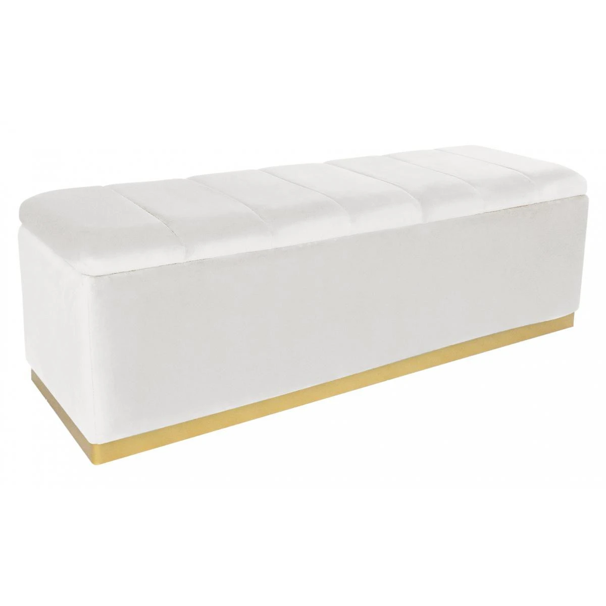 MENZZO Banc Coffre Alexandrie Velours Blanc Pied Or 3 MENZZO Banc Coffre Alexandrie Velours Blanc Pied Or