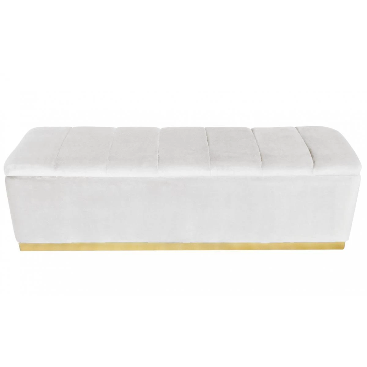 MENZZO Banc Coffre Alexandrie Velours Blanc Pied Or 4 MENZZO Banc Coffre Alexandrie Velours Blanc Pied Or – Image 2