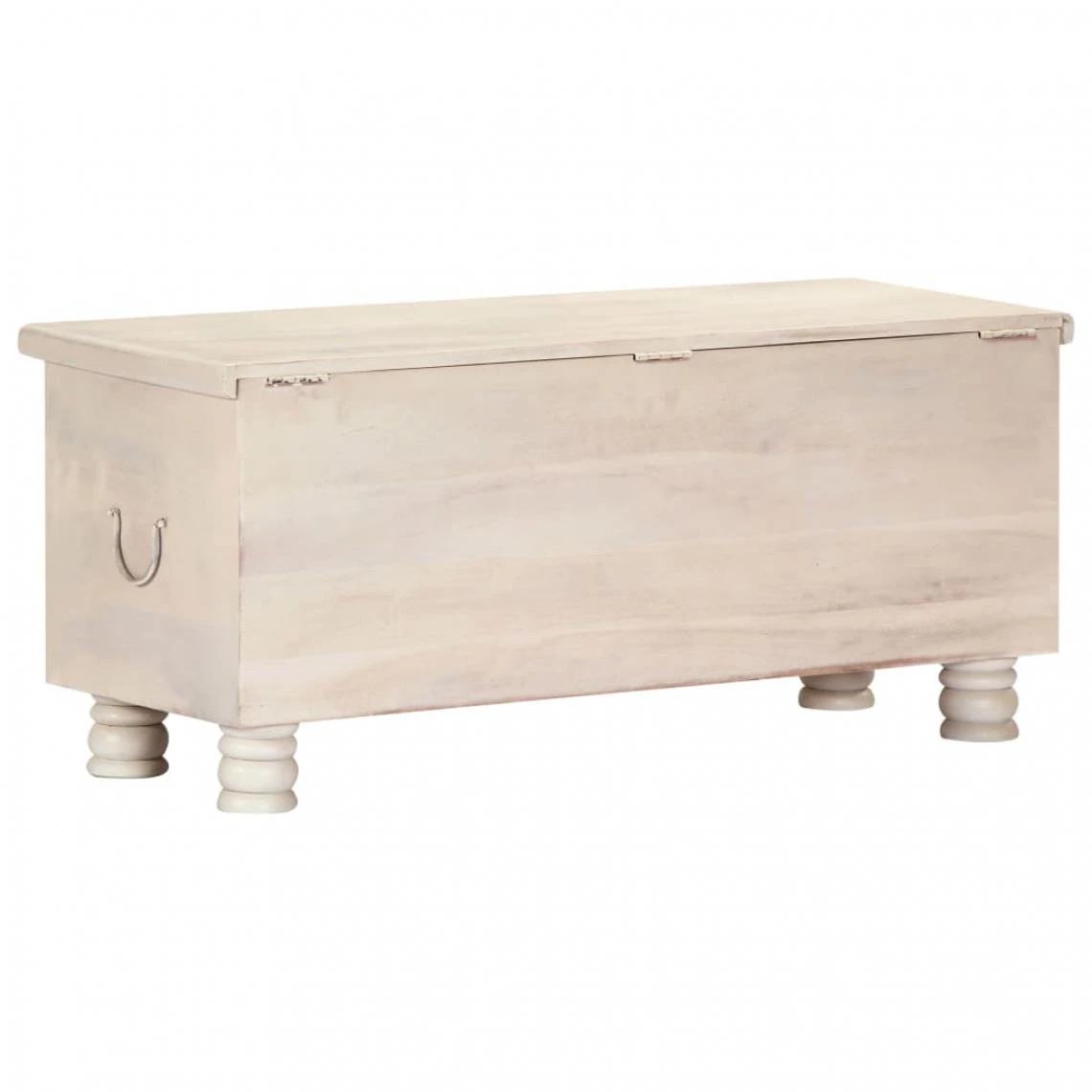 Chunhelife Boîte De Rangement Blanc 110x40x45 Cm Bois D'acacia Massif 7 Chunhelife Boîte De Rangement Blanc 110x40x45 Cm Bois D'acacia Massif – Image 5