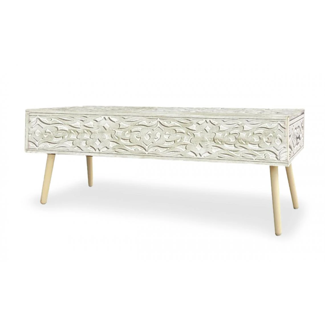 MENZZO Bout De Lit Jadida Blanc Et Or 3 MENZZO Bout De Lit Jadida Blanc Et Or