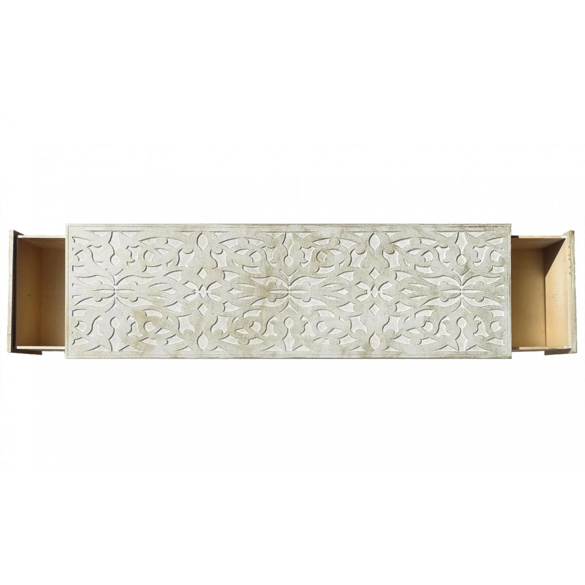 MENZZO Bout De Lit Jadida Blanc Et Tissu 6 MENZZO Bout De Lit Jadida Blanc Et Tissu – Image 4