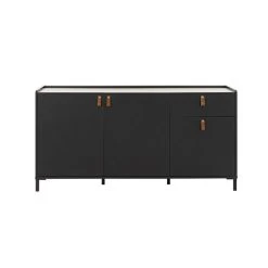 GAMI Buffet 3 Portes Et 1 Tiroir 160x45x79 Cm Noir - AMSTY