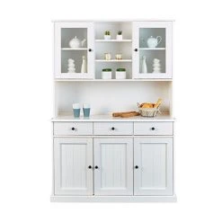 Ac-Deco Buffet Vaisselier 5 Portes, 3 Tiroirs En Pin Blanc - MAINE