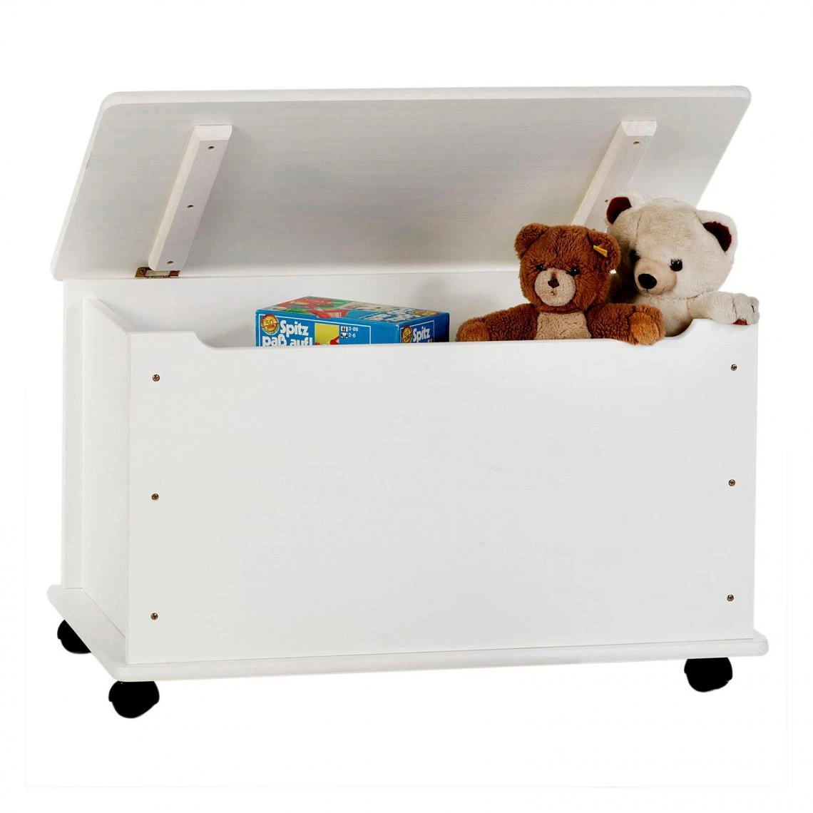 IDIMEX Coffre à Jouets ELISA Avec Roulettes, En Pin Massif Lasuré Blanc 3 IDIMEX Coffre à Jouets ELISA Avec Roulettes, En Pin Massif Lasuré Blanc