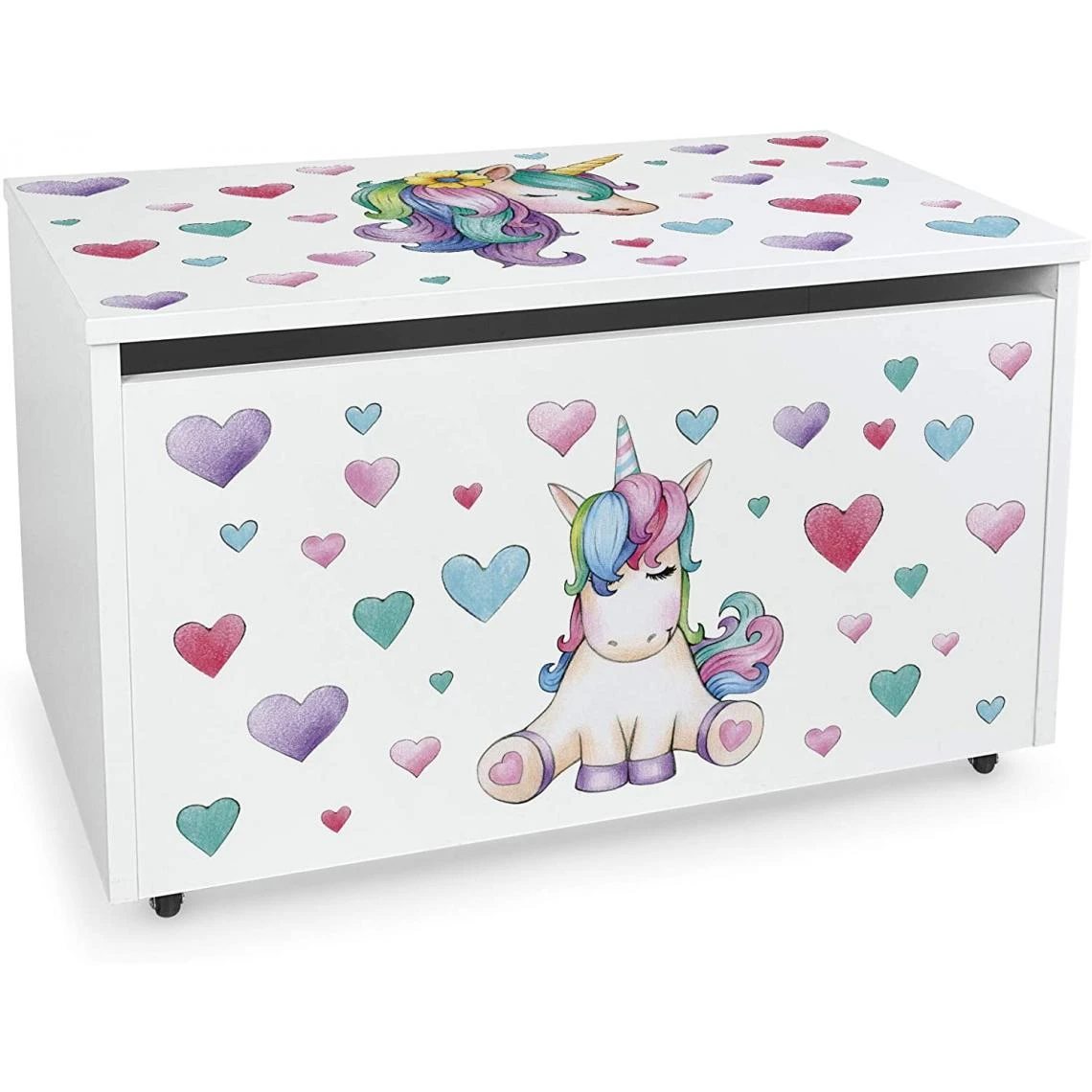 Leomark Coffre à Jouets XXL Sur Roulettes: Licorne 3 Leomark Coffre à Jouets XXL Sur Roulettes: Licorne