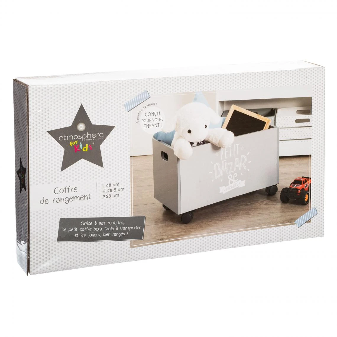 3S. X Home Coffre A Roulettes Gris 7 3S. X Home Coffre A Roulettes Gris – Image 5