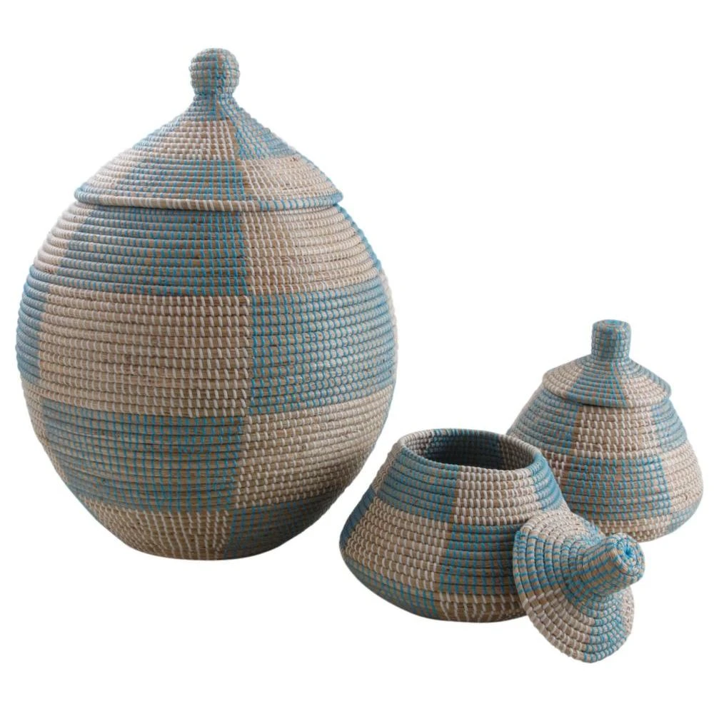 Aubry Gaspard Coffre Bombé En Jonc De Mer (Lot De 3). 3 Aubry Gaspard Coffre Bombé En Jonc De Mer (Lot De 3).