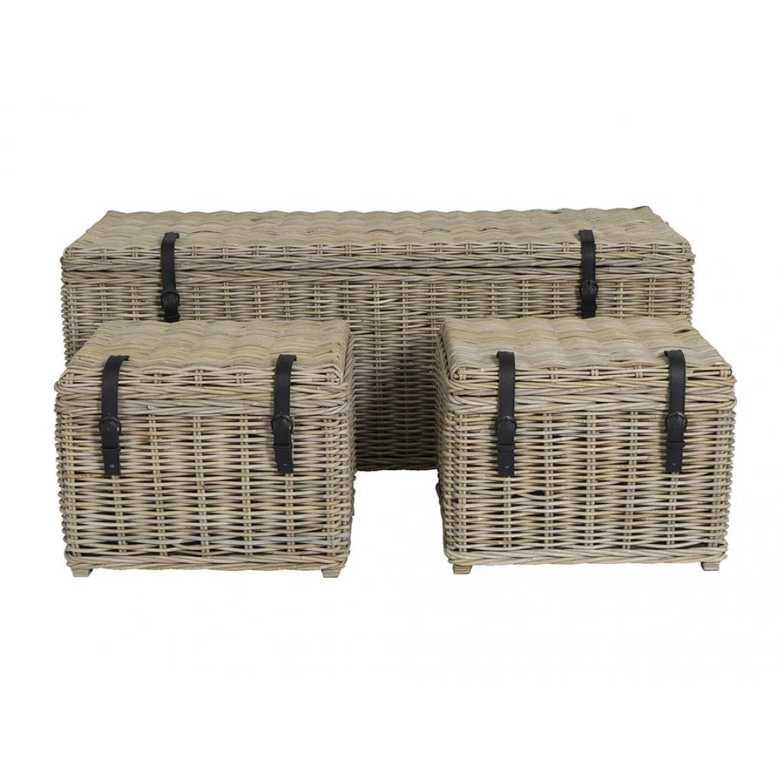 Vente-unique Lot De 3 Malles De Rangement En Kubu Et Acajou BORAMA - L140 X P55 X H... 5 Vente-unique Lot De 3 Malles De Rangement En Kubu Et Acajou BORAMA - L140 X P55 X H... – Image 3