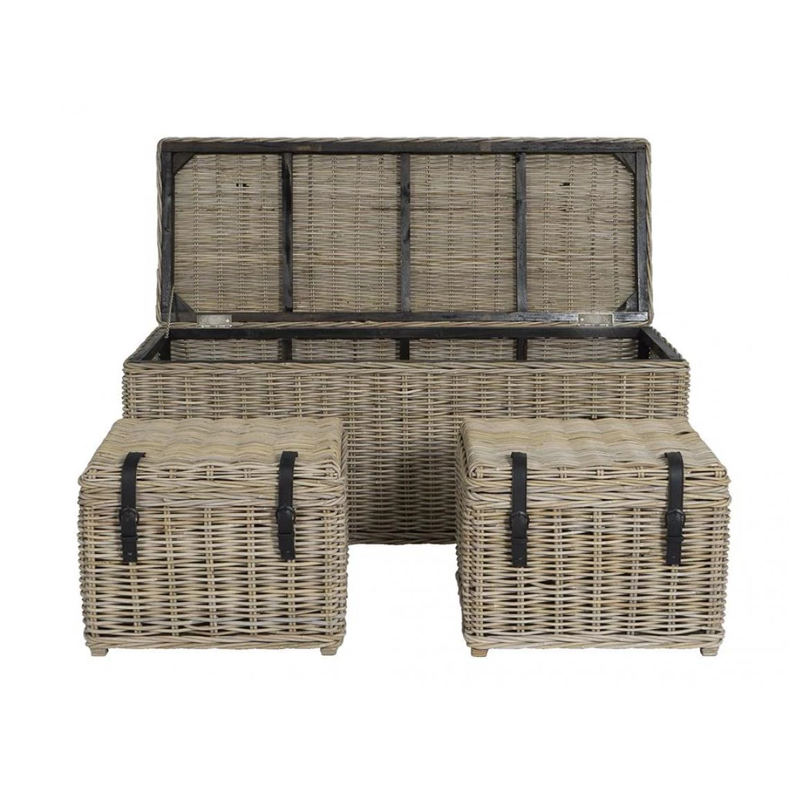 Vente-unique Lot De 3 Malles De Rangement En Kubu Et Acajou BORAMA - L140 X P55 X H... 7 Vente-unique Lot De 3 Malles De Rangement En Kubu Et Acajou BORAMA - L140 X P55 X H... – Image 5