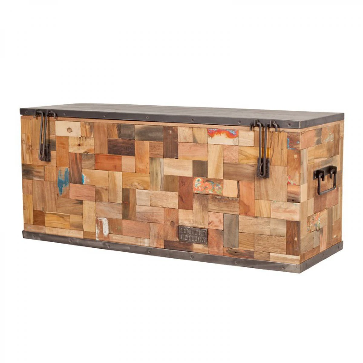 Tousmesmeubles Coffre De Rangement 100 Cm - INDUSTRY 3 Tousmesmeubles Coffre De Rangement 100 Cm - INDUSTRY