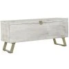 Pegane Coffre De Rangement En Bois Blanc Et Métal Coloris Doré - Longueur 1... -magasin Vente-unique coffre de rangement en bois blanc et metal coloris dore longueur 116 x profondeur 40 x hauteur 52 cm 13503286 36984408 1140x1140