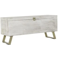 Pegane Coffre De Rangement En Bois Blanc Et Métal Coloris Doré - Longueur 1...